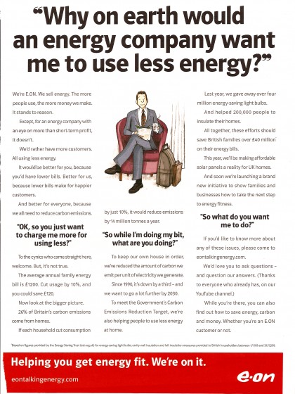 ¿Por qué diablos querría una empresa de energía que utilice menos energía?€
€